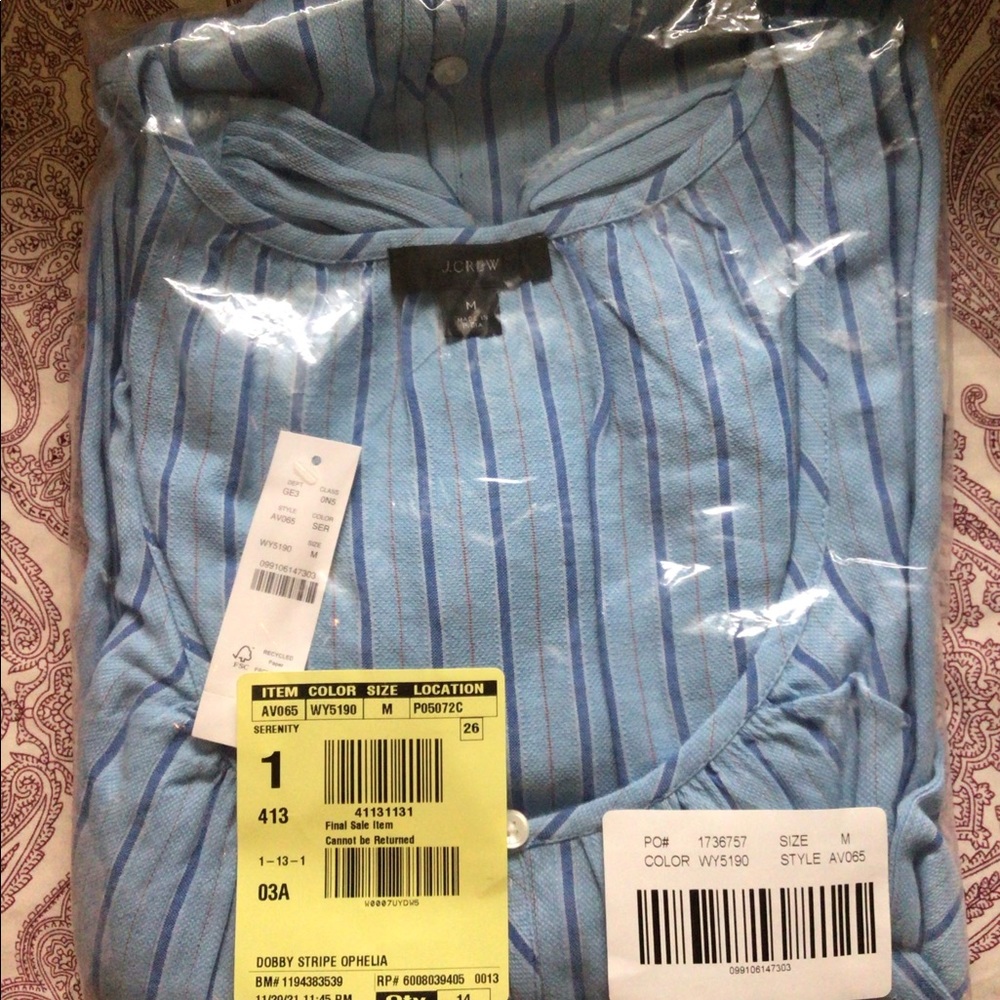 NWT J. Crew Balloon Sleeve Dress in Serenity Stripe - Picture 5 of 7